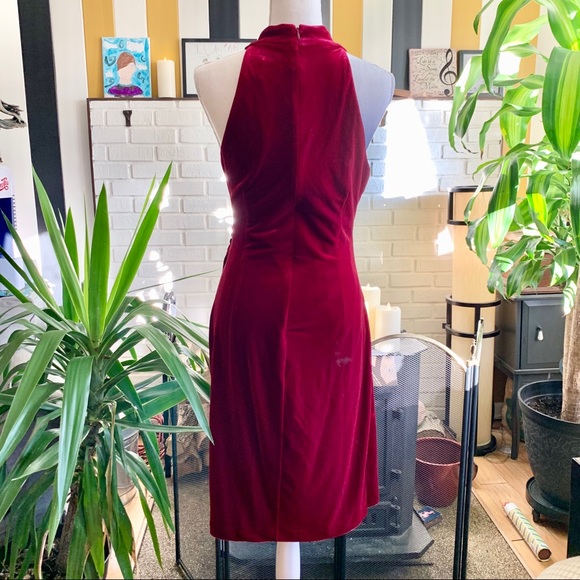 Vince Camuto Red Velvet Cocktail Dress - Picture 5 of 7